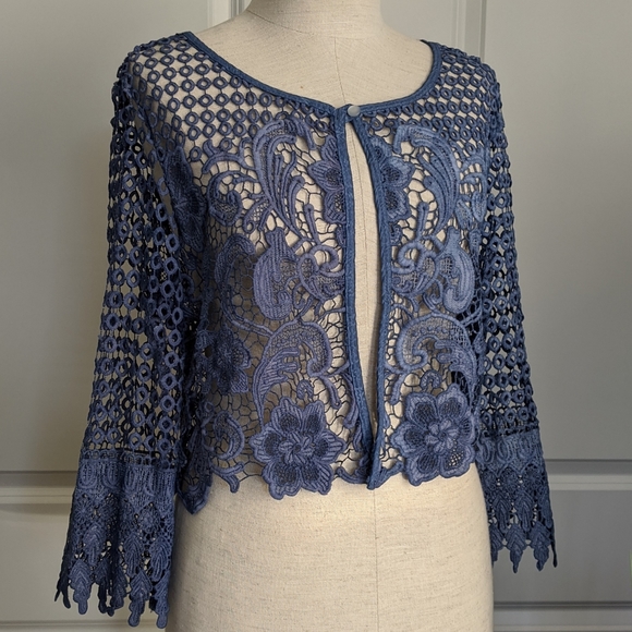 Lola Made In Italy Sweaters - Lola Made In Italy Crochet Lace Cardigan Size M 🆕